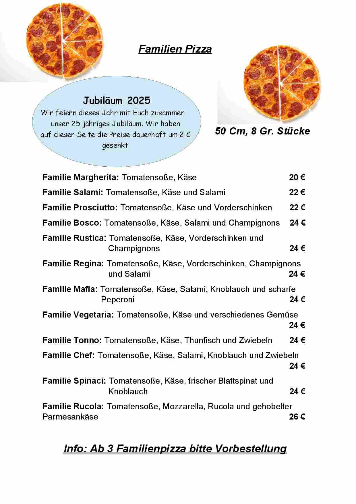 6 Familien Pizza