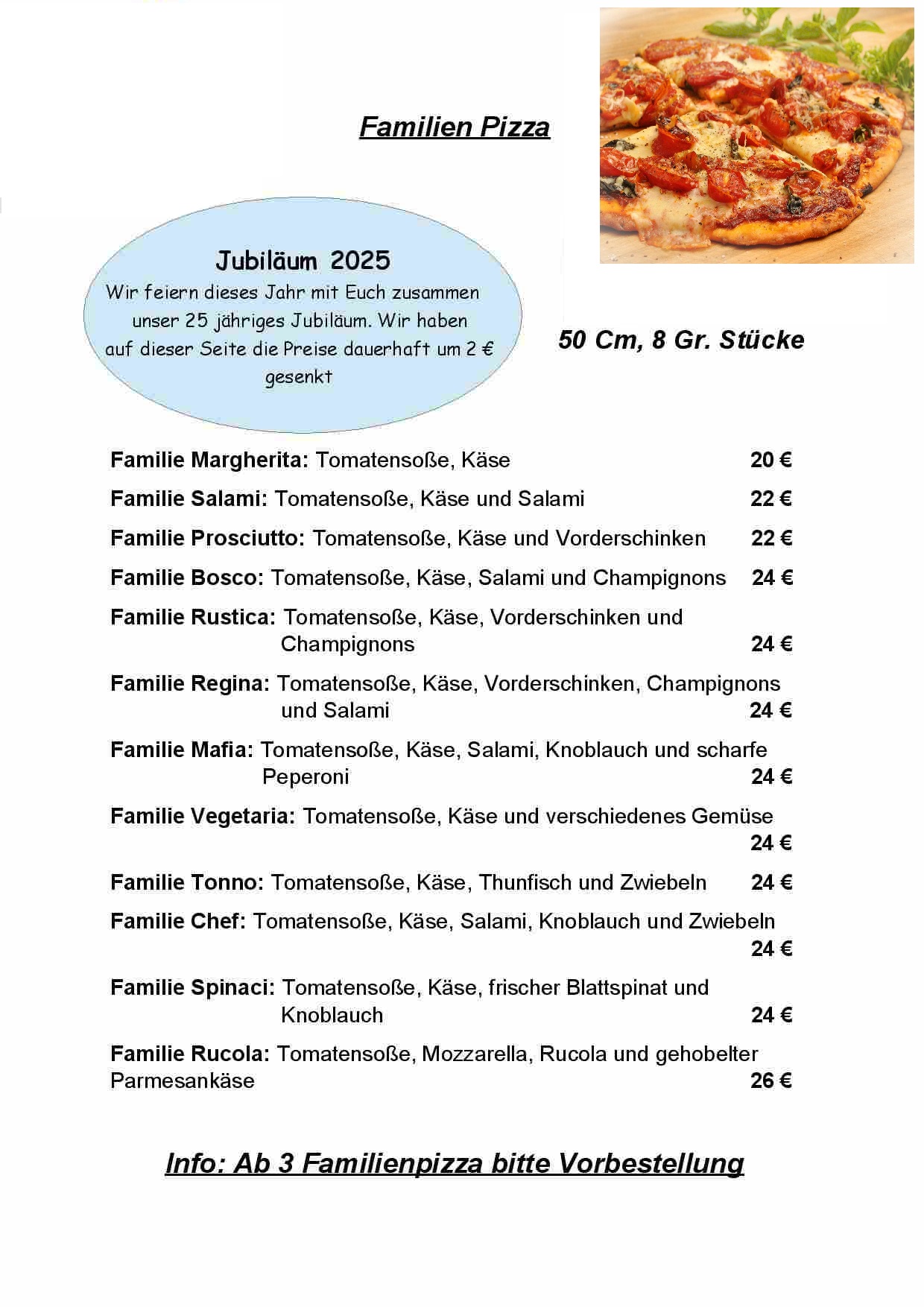 6 Familien Pizza